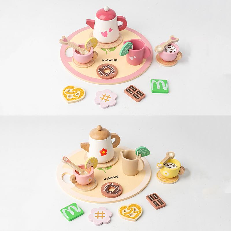 Wooden Tea Set For Little Girls Wooden Toys Toddler Tea Set Play Kitchen Accessories For Kids Pretend Play Food Tea Party Toys
