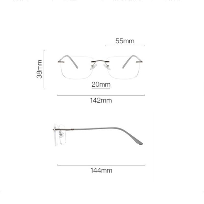 Rectangle Rimless Computer Glasses for Women Men Classic Fashion Square Anti Blue Light Ultra Light Eyewear