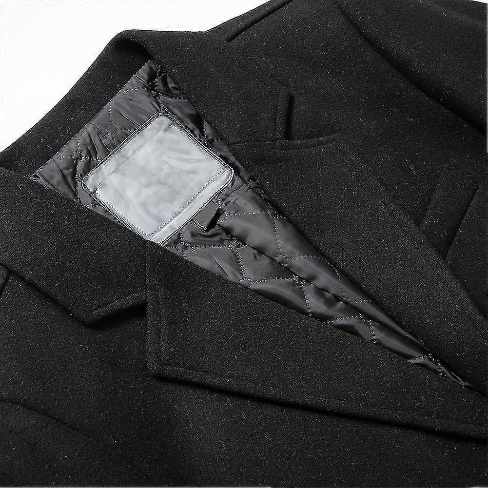 Men's Notch Lapel Single Breasted Coat Long Formal Business Trench Coat British Style Fashionable Overcoat Peacoat