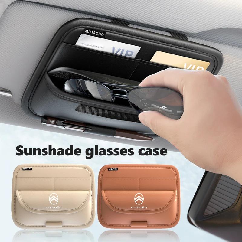 Car Sun Visor Glasses Case Organizer Box Holder Visor Sunshade For Citroen C4 C3 C5 C1 C2 C6 VTS C4L DS3 DS4 DS5 Grand Berlingo