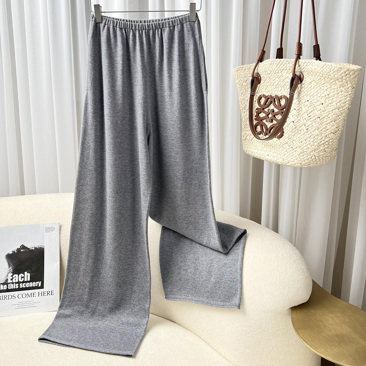 

2024 Ранняя Осень Кашемировые Бесшовные Трикотажные Брюки Широкие от Бедра Medium серый