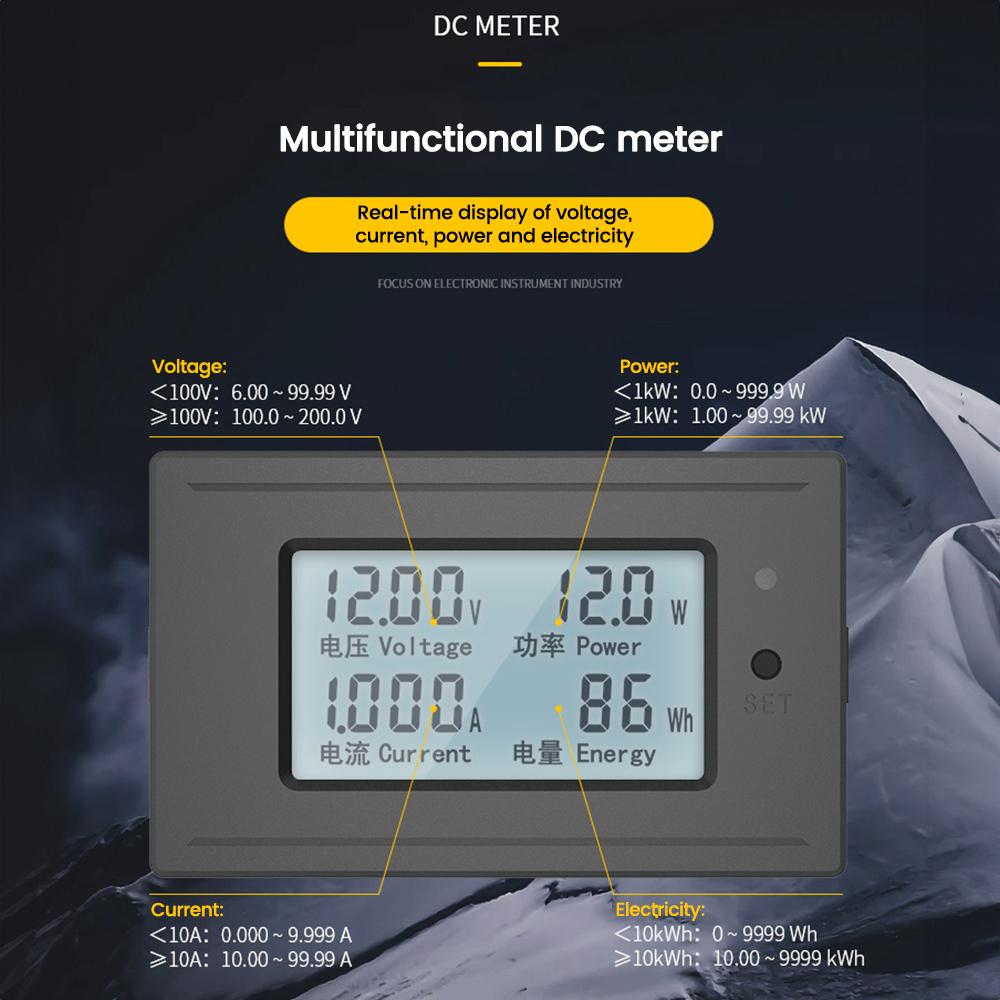 DC 6-200V 20A 50A 100A LED Digital Voltmeter Ammeter Wattmeter Voltage Current Power Supply Energy Meter Detector Tester Monitor