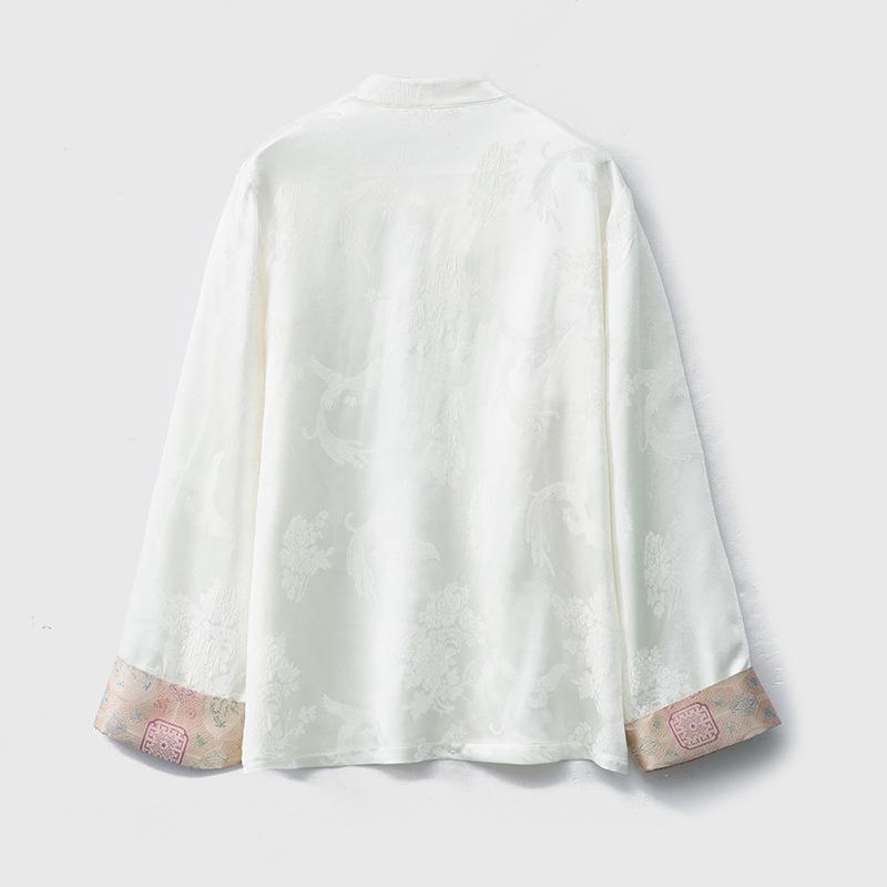 Mulberry Silk Song Brocade Shirt - 100% Real Silk, Heavyweight 35 Momme, Young National Style Crepe De Chine