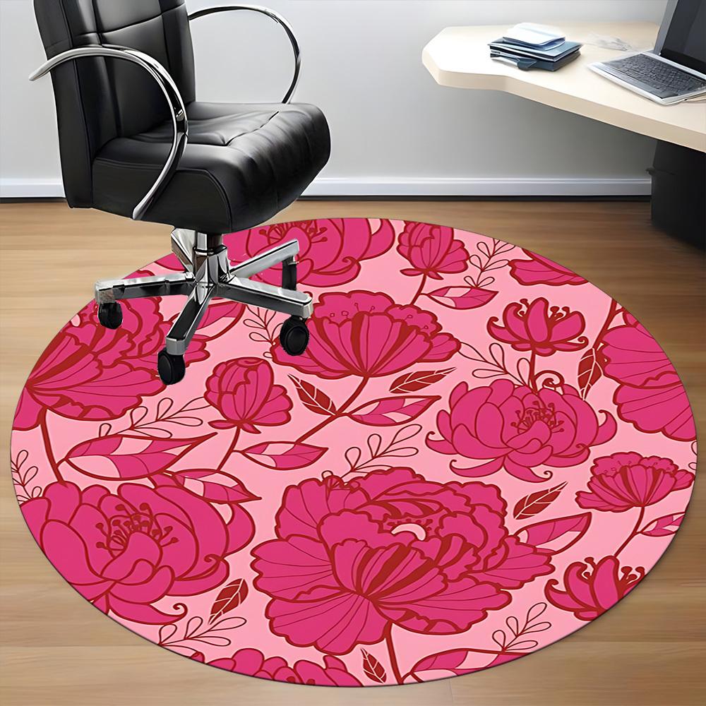 1pc Floral Pattern Chair Carpet for Office, Non slip, Soft and Durable Office Rug for Interior Decoration