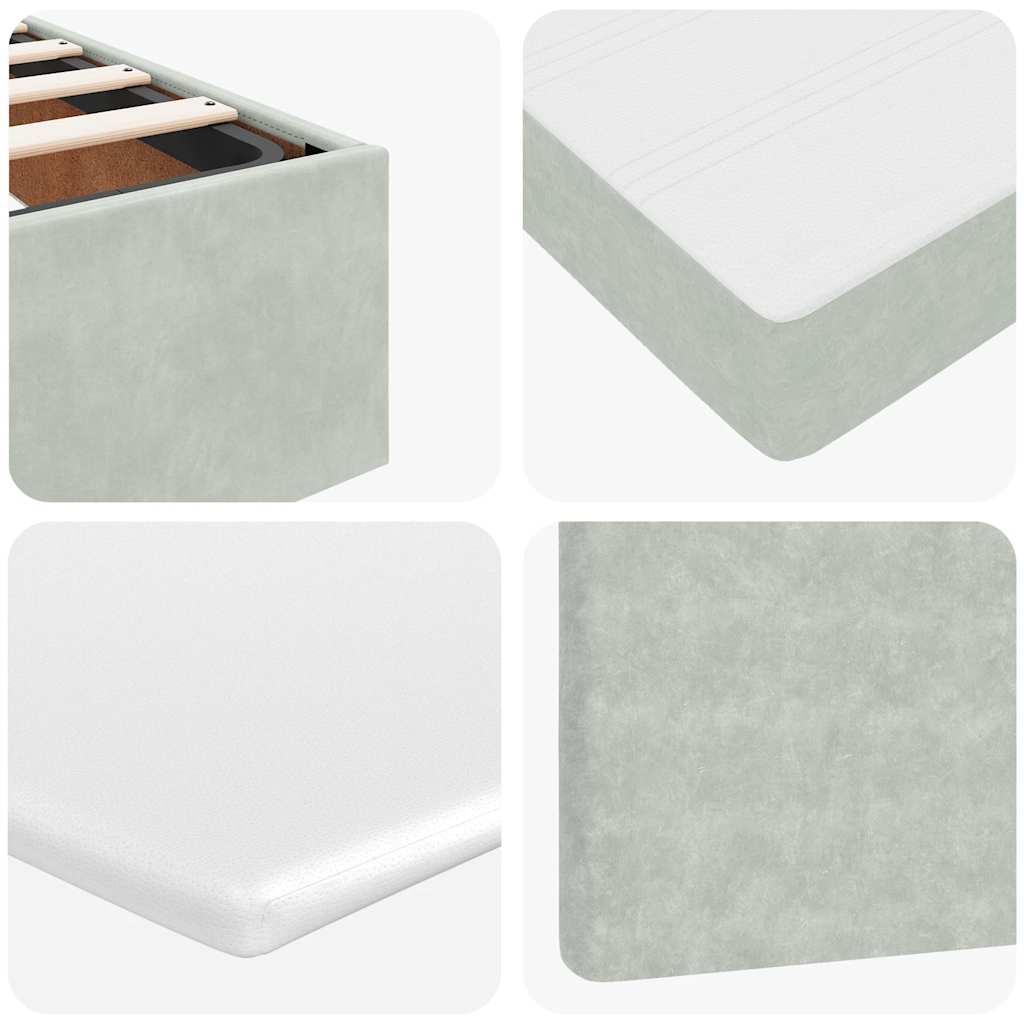 Ottoman Bed with Mattress In Light Grey 140 X 190 Cm Velvet