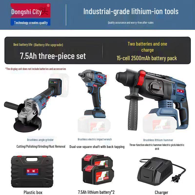 Brushless Cordless Tool Combo: Rotary Hammer, Drill, Screwdriver, Impact Wrench, Angle Grinder High Power