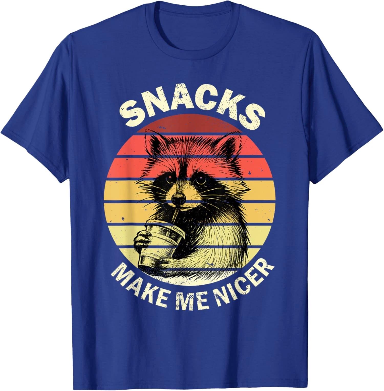 Snacks Make Me Nicer Funny Raccoon Animal Sarcastic T shirt XL