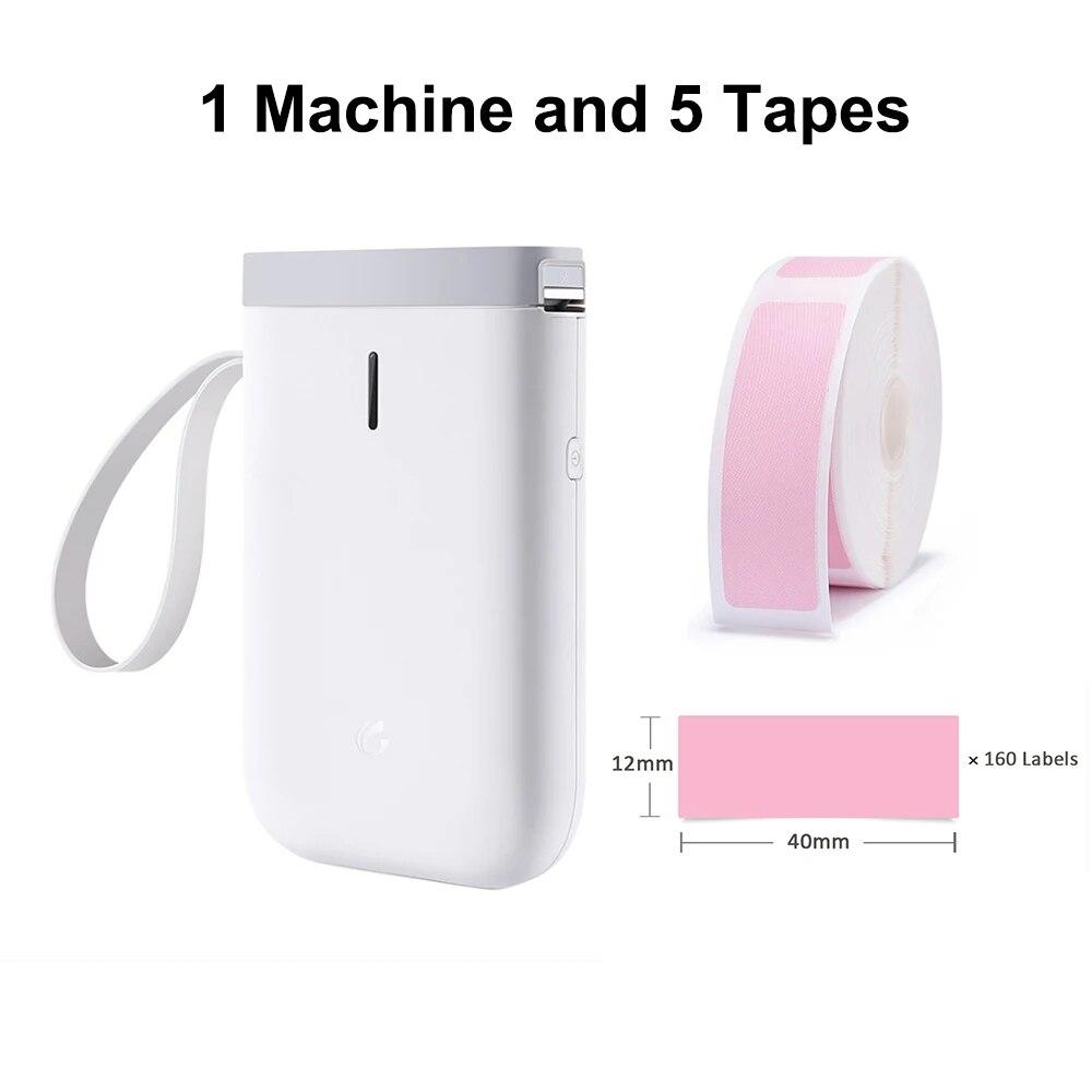 D11 Imprimantă Portabilă de Etichete Termice de Mână cu 5 Role de Bandă Wireless BT Mașină de Făcut Etichete Mașină de Autocolante pentru Etichetare Acasă Coduri de Bare