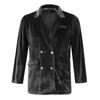 Damenmode Casual Gold Samt Knopf Tasche Jacke V-Ausschnitt Anzug Jacke