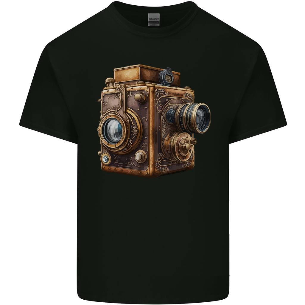 Steampunk Camera Photography Photographer Unisexs Light Cotton TShirt