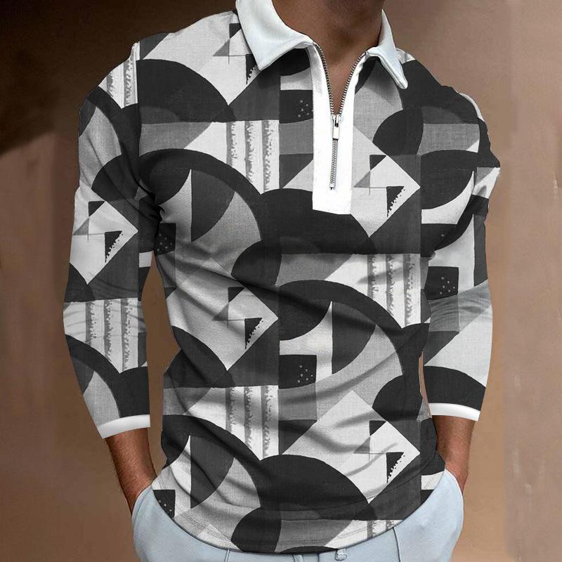 Polo à manches longues avec graphique de boussole vintage, Vêtement de mode décontracté élégant