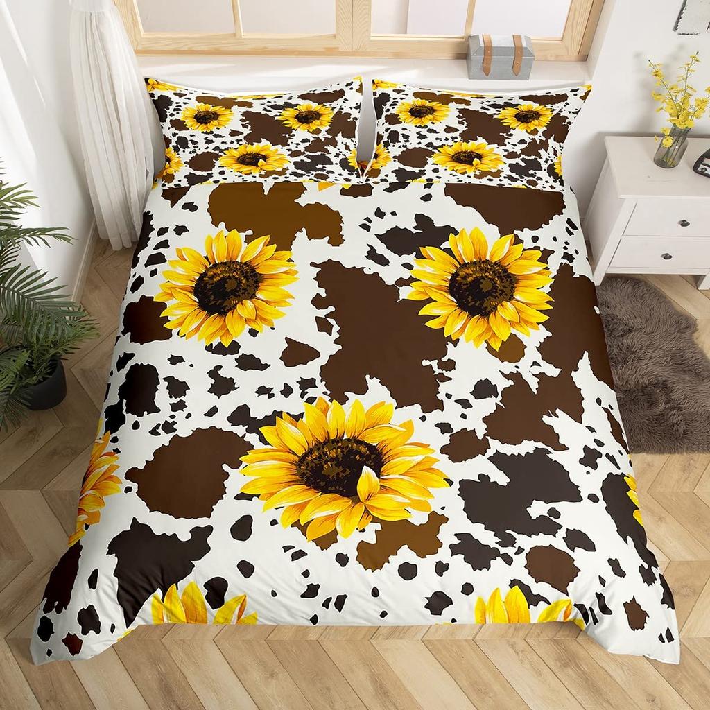 Milk Cow Duvet Covers for Teens Kids Queen Size Lightweight Quilt Covers Bedroom Decor Milk Cow Print Bedspread Covers No Quilt