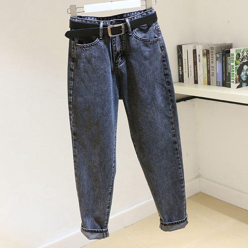 Women's High-Waist Slimming Loose Fit Dad Jeans - Korean Style, Plus Size, Cropped Casual Harem Pants
