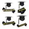 2 Stück/Set Abschlussmützen-Set mit elastischem Band Quaste Abschluss Bachelor Anzug Abschlussfeier Dekorationen Abschlussball Zeremonie Foto-Requisiten