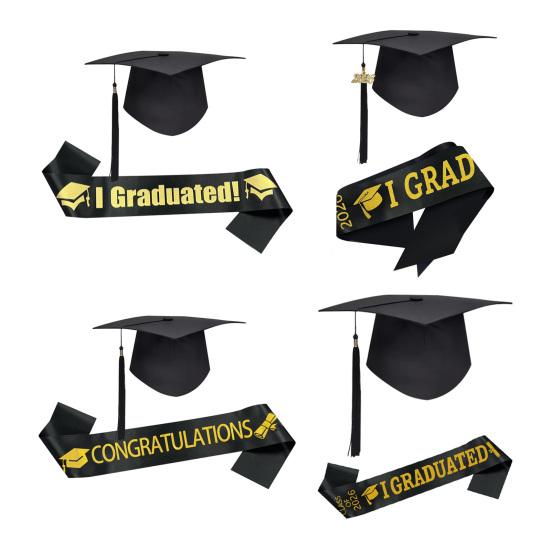 Conjunto de Chapéu de Formatura 2 Peças/Conjunto com Faixa Elástica Borla Formatura Terno de Bacharel Decorações de Festa de Formatura Cerimônia de Baile Adereços para Fotos