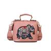 Vintage Embroidery Elephant Women's Handbags Soft PU Leather Thailand Exotic Portable Women's Messenger Bag Fashion Female Small Square Crossbody Bags