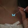 Leuchtendes Schmetterlingshalskette für Damen, Einfache Light Luxury Blau Leuchten Aurora Mori Schlüsselbein Kette Mode Neuer Schmuck