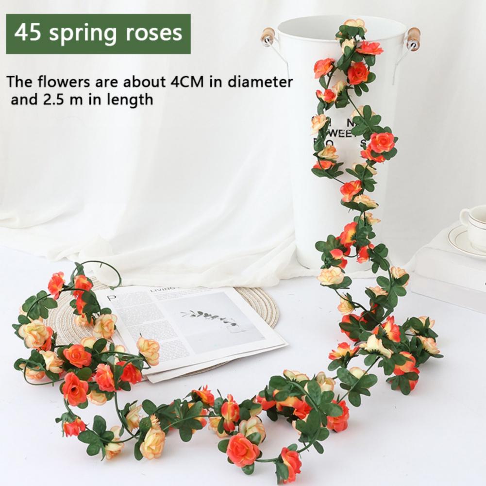 1PC Artificial Flowers Vine 45pcs / 69pcs Rose Fake Flower DIY Wedding Decoration Home Room Decor Wall Hanging Garland Plant