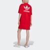 Adidas Originals Sports Lifestyle Series Side Slit Loose Fit Comfortable Short Sleeve Dress Women dresses Bright-Red HC2051