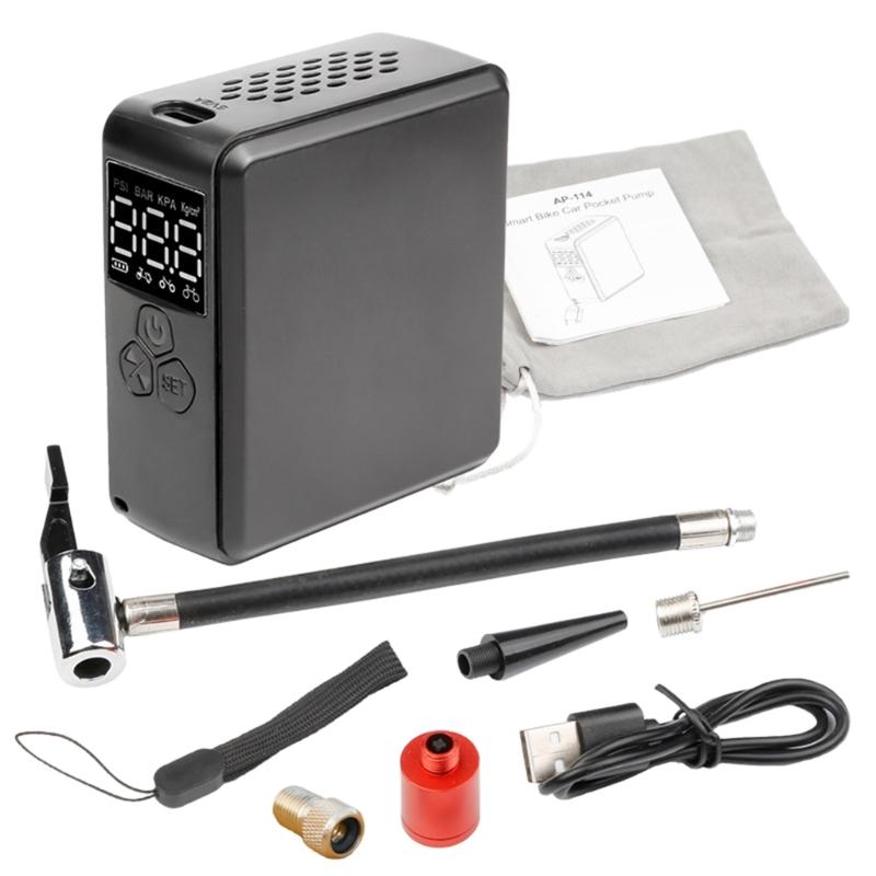 

Electric Bike Pump for Presta & Schrader 150PSI Cycling Tyre Inflators Air Compressors Tyre Pump Rechargeables Battery 1