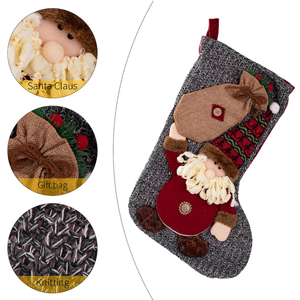 Santa Claus Candy Bag Large Snowman Christmas Socks Reindeer Xmas Stocking for Friends Party Hanging Socks