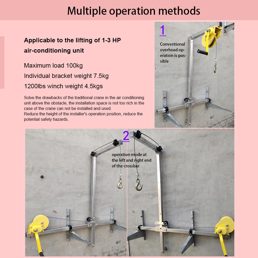 Air Conditioner Hanging Bracket Outside Cranking Folding Lifting Small Crane Bracket Aerial Installation Repair Tool
