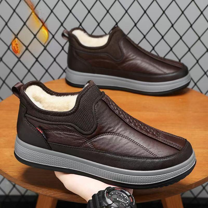 

Зимняя повседневная хлопковая обувь с бархатом и овечьей шерстью Зимняя обувь Нескользящая 45 темно-коричневого