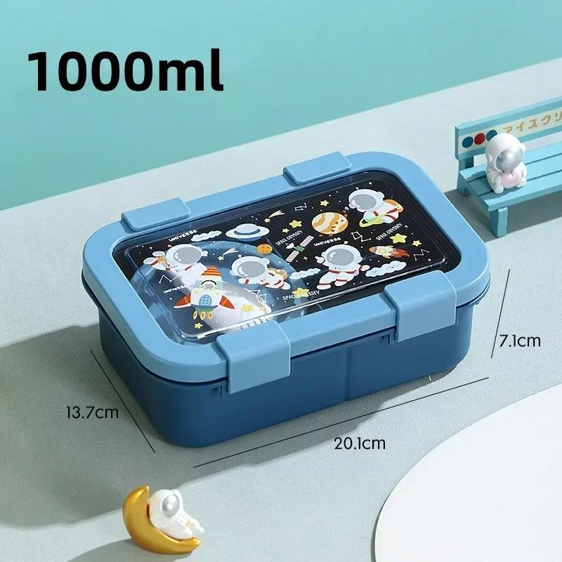 1000/1350ml Cartoon Lunchbox mit Suppenschüssel Bento-Box Schnallen-Design Versiegelt und auslaufsicher Tragbarer Lebensmittelbehälter