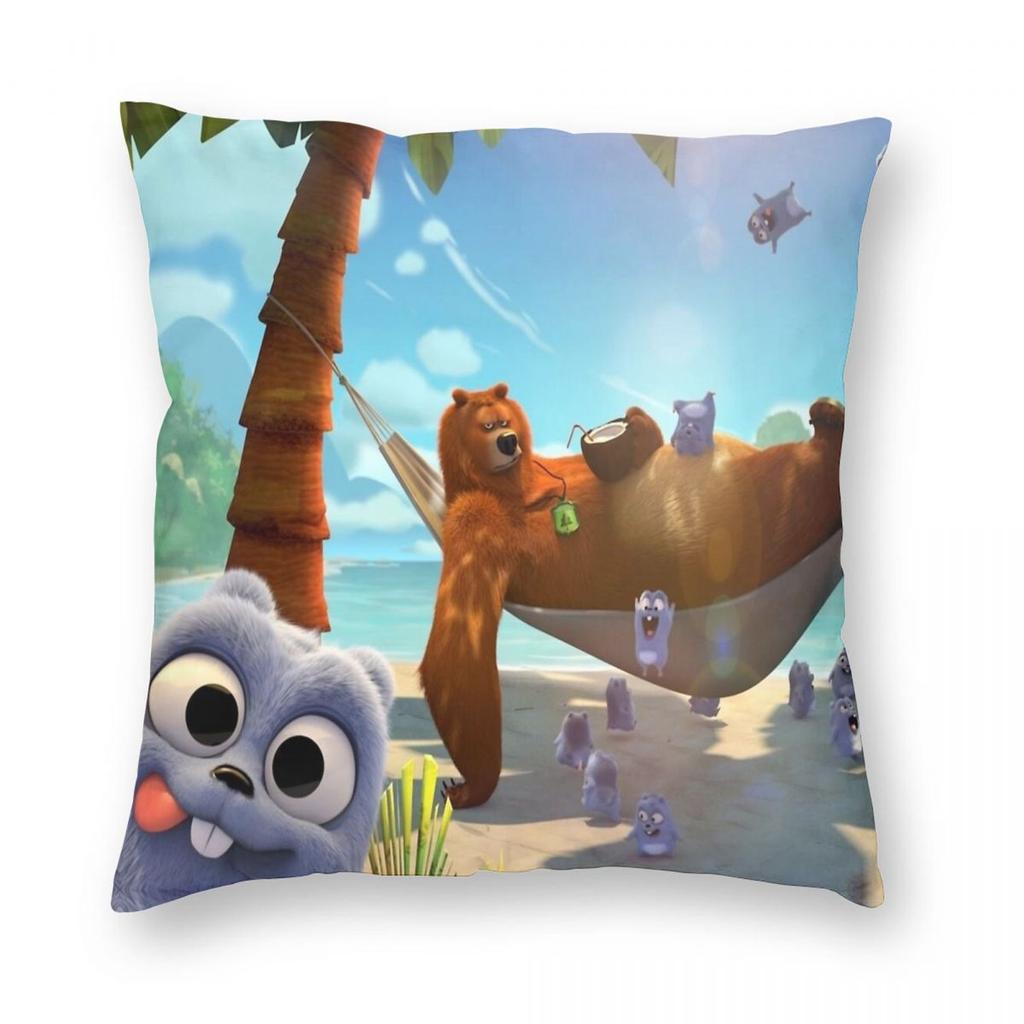 Grizzy And The Lemmings Holiday Pillowcase Polyester Linen Velvet Printed Zip Decor Throw Pillow Case Bed Cushion Cover x