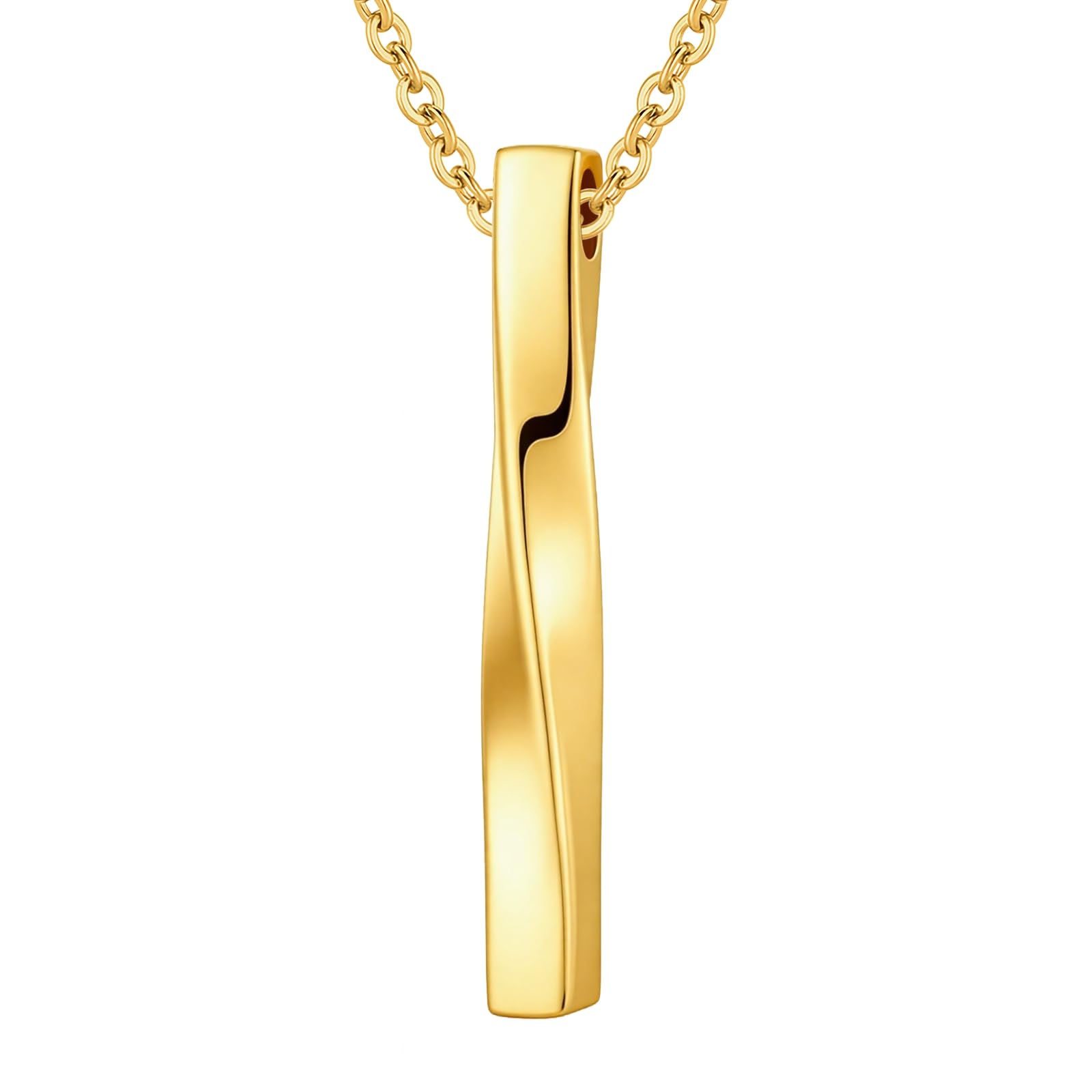 

[InfuMemo] Cremation Jewelry for Ashes, Twisted Cube Bar Pendant Necklace with Keepsake Container, for Women and Men