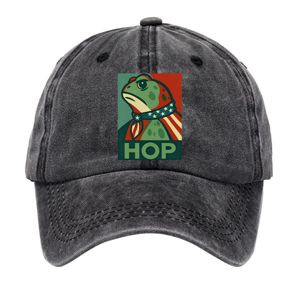 Men's Washed Cotton Baseball Cap With Printed Distressed Soft Top Denim Hat, Vintage Hat