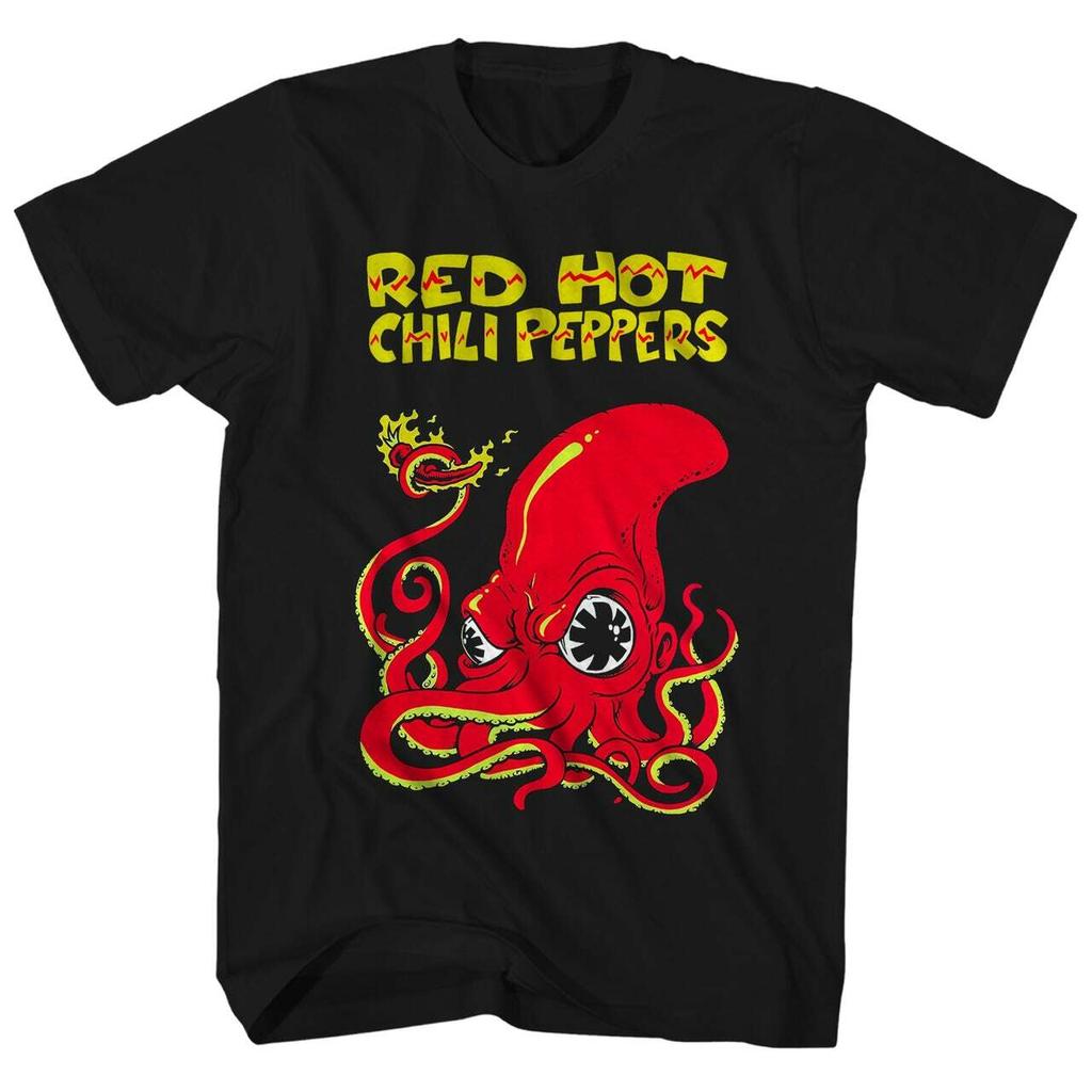Red Hot Chili Peppers Fire Squid T-shirt Mens Licensed Rock N Roll Music Black