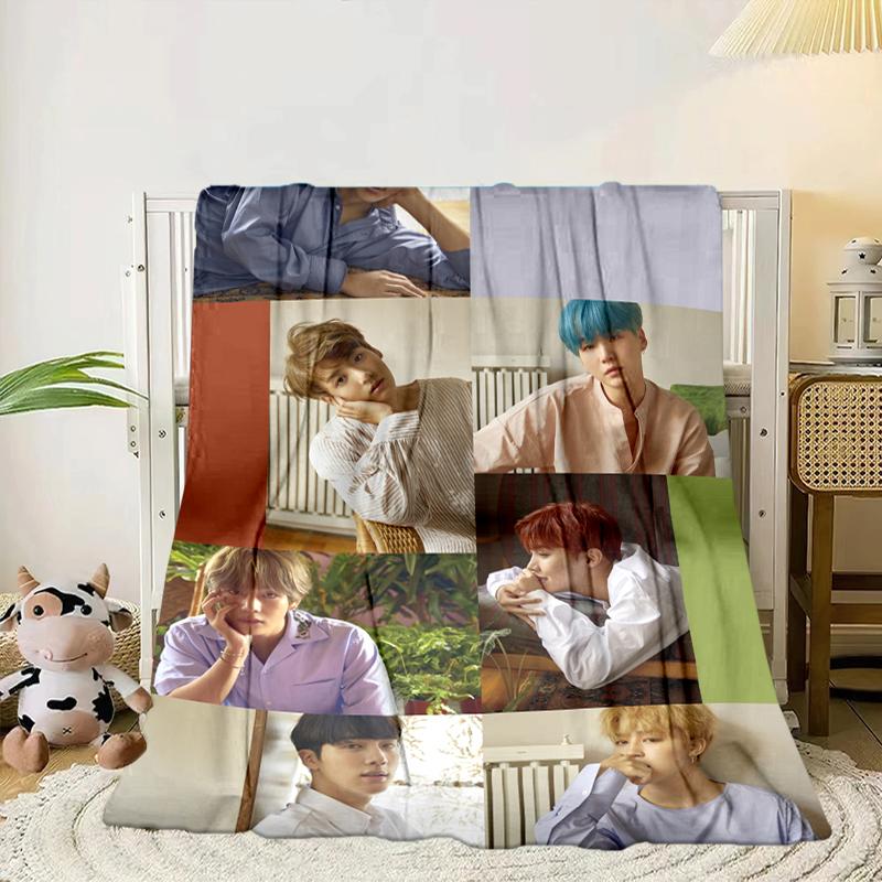 K-pop music group Blanket Flannel Blanket for bed, sofa, Camping, Hiking, Picnic Essentials, gift for family Fan gifts