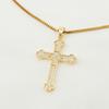 1 pearl shell inlaid zircon cross pendant for women's sexy style stainless steel plated 18k gold necklace
