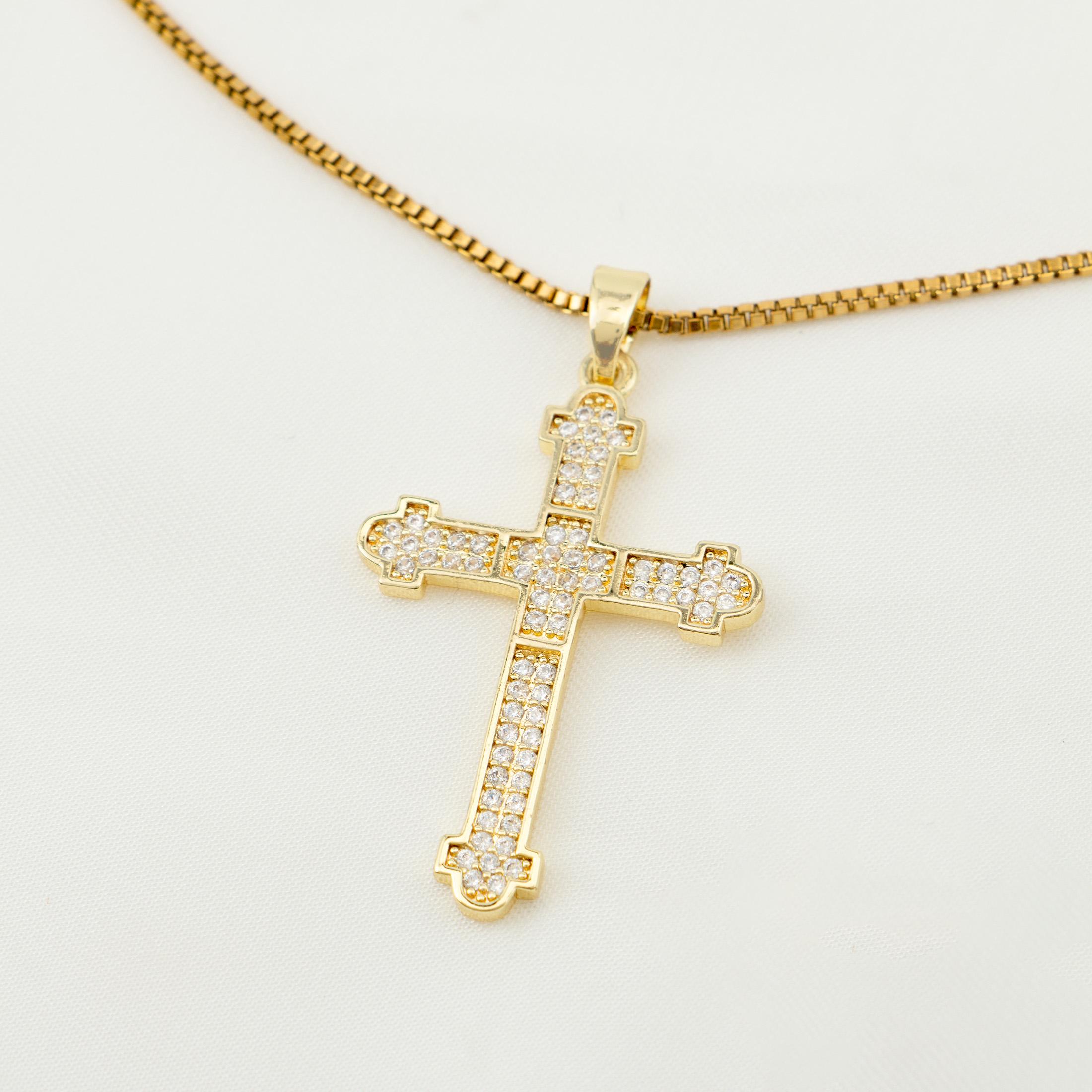 1 pearl shell inlaid zircon cross pendant for women s sexy style stainless steel plated gold necklace