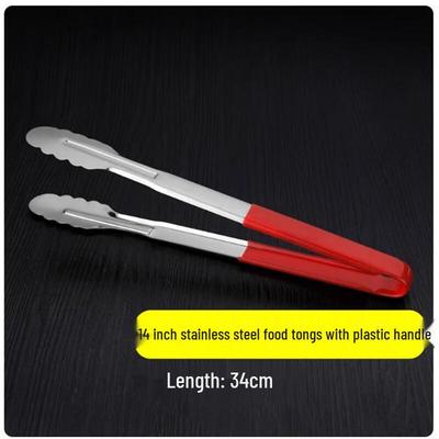 14-Inch Stainless Steel Food Tongs with Anti-Scald Soft Grip, 5-Pack
