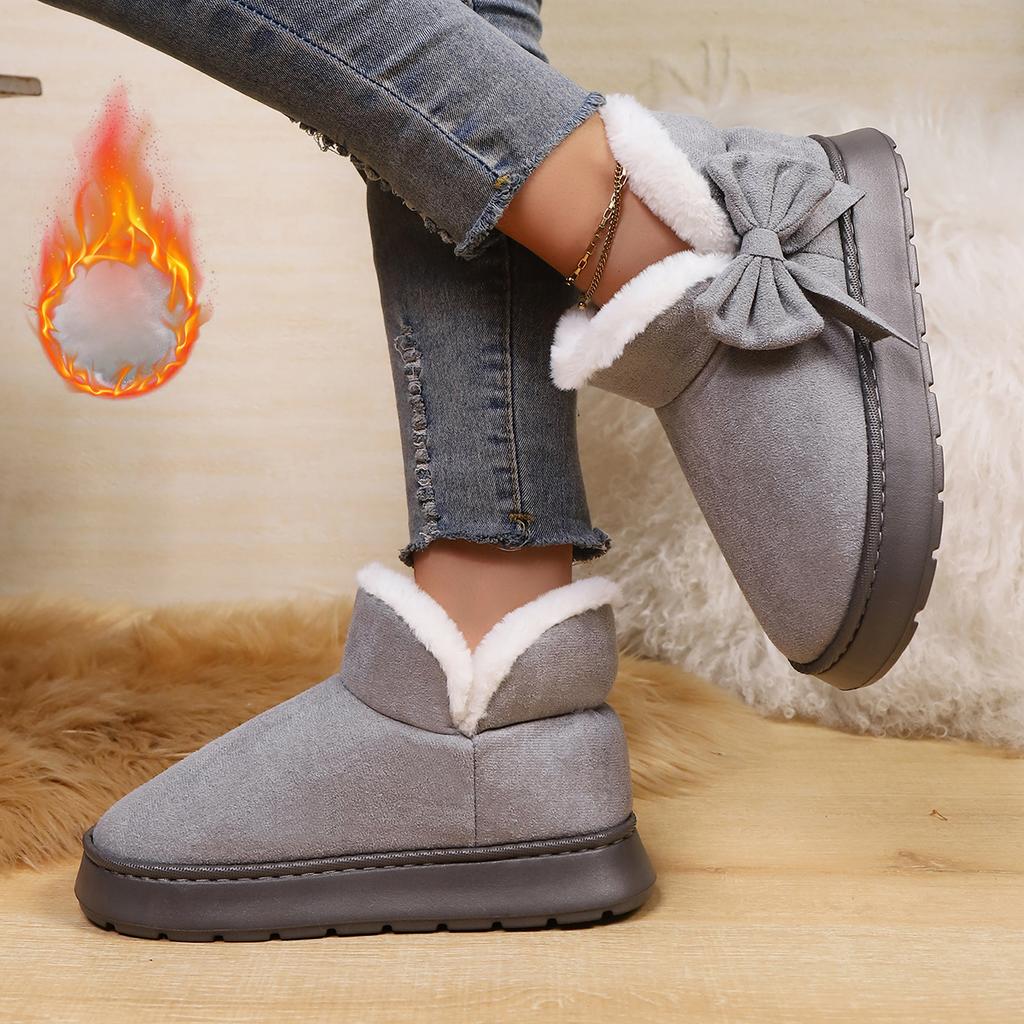 Women's Winter Bow Warm Snow Boots Indoor Slippers