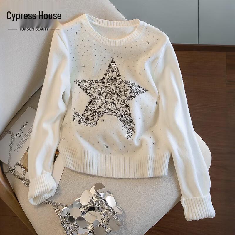 

Женский свитер Cypress House с круглым вырезом и отделкой в виде звезд One Size