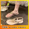 Versatile flat-bottomed casual bohemian beach sandals fashion toe rhinestone sandals women's 2025 summer and autumn new