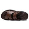Herren flache Hausschuhe Sommer Braune Römische Sandalen Retro Schwarzes Leder Breite Zehenpartie Strandschuhe für Vater Übergröße