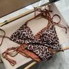 2026 Leopard Print Lace-up Bikini: Women's Sexy Two-Piece Split Swimwear