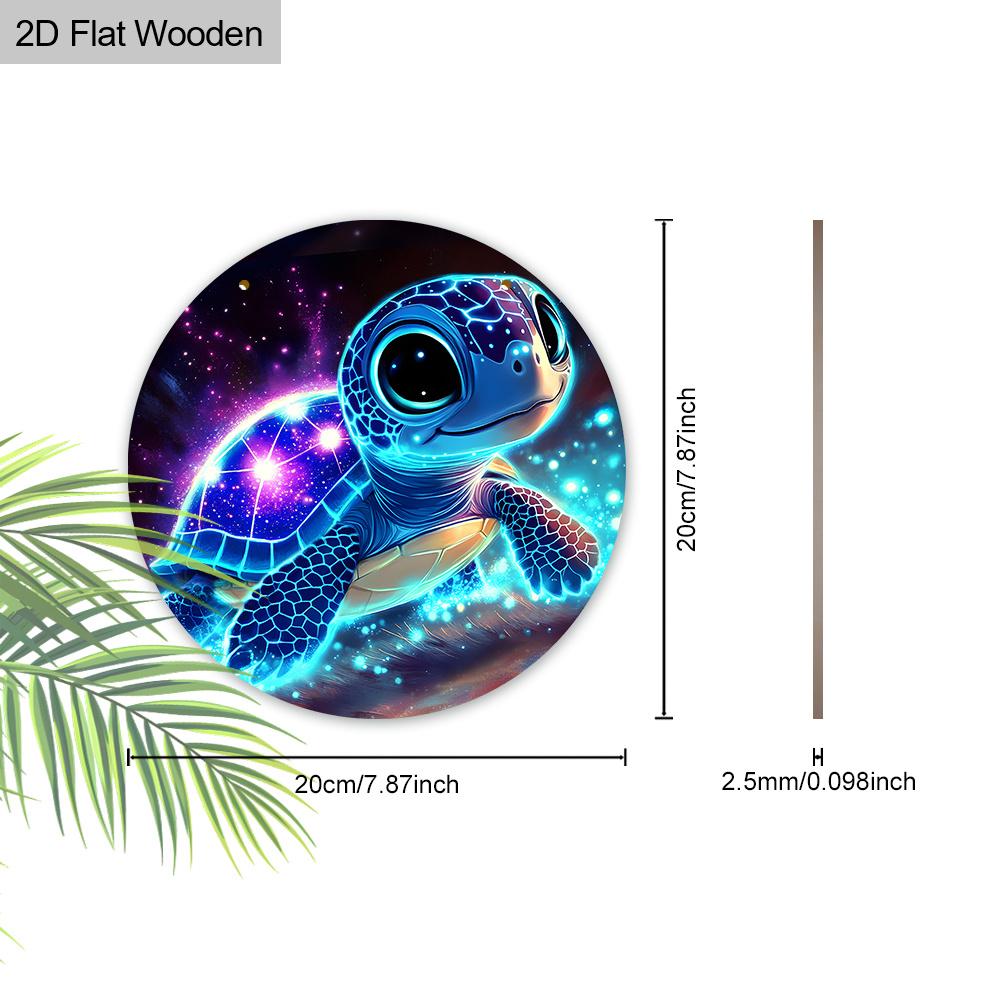 Galaxy Sea Turtle Wooden Sign, Charming Round Sign for Front Door, Wall Hanging Decor - Ideal Coastal & Space Themed Gift for Ocean Lovers