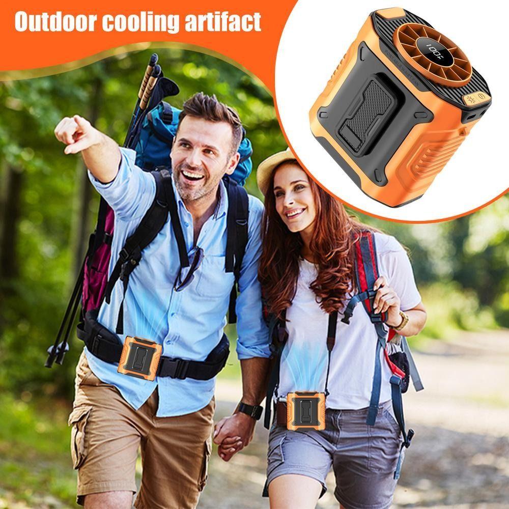 Digital Display Waist Mounted Fan With 100 Speeds Personal Cooling Fan Hanging Neck Fan  Working