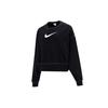 (WMNS) Sportswear Swoosh Logo Embroidered Loose Knit Short Round Neck Pullover Black Hoodie Women's DO7212-010