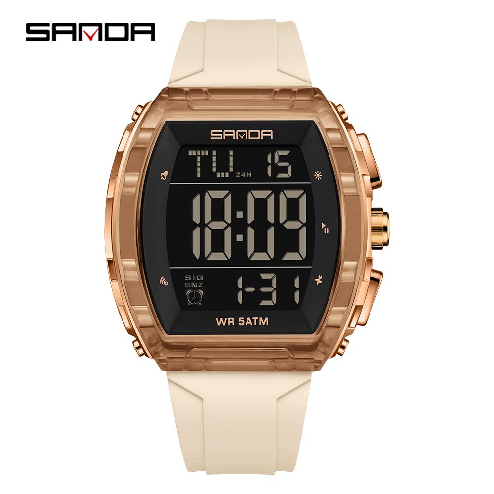 SANDA New 6286 Men's Electronic Watch Wine Barrel Shaped Multifunctional Waterproof LED Men's Electronic Watch