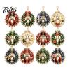 Festive Home Decoration 12PCS Christmas Tree 2D Flat Pendant, Pearl Acrylic Art Kits, Bright Fireplace Holiday Decor Color Classic Patterns