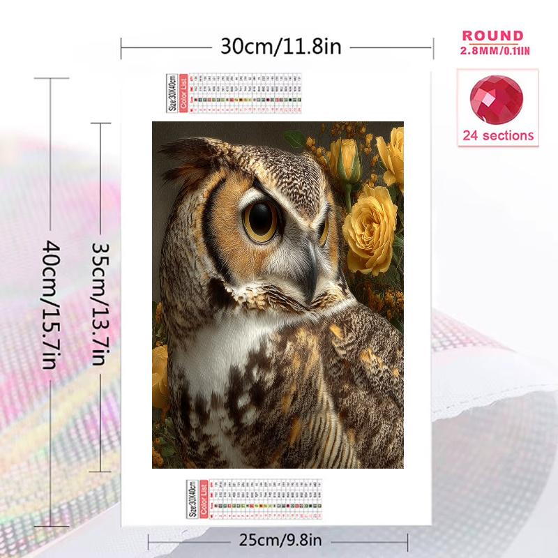 Owl and roses Pattern 3pcs 100% Round Full Drill 5D DIY Diamond Painting Embroidery Cross Stitch Rhinestone Décor