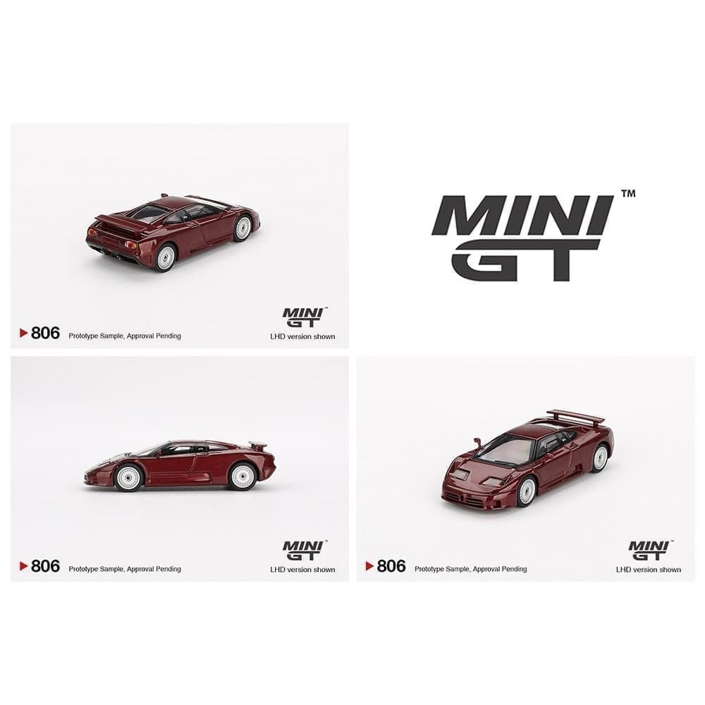 MINI GT 164 Scale MiJo TOYS - BUGATTI EB110 GT (DARK RED METALLIC)