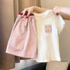 Girls' Stylish Cotton Short-Sleeve T-Shirt Set - Summer Korean Style for Middle & Big Kids
