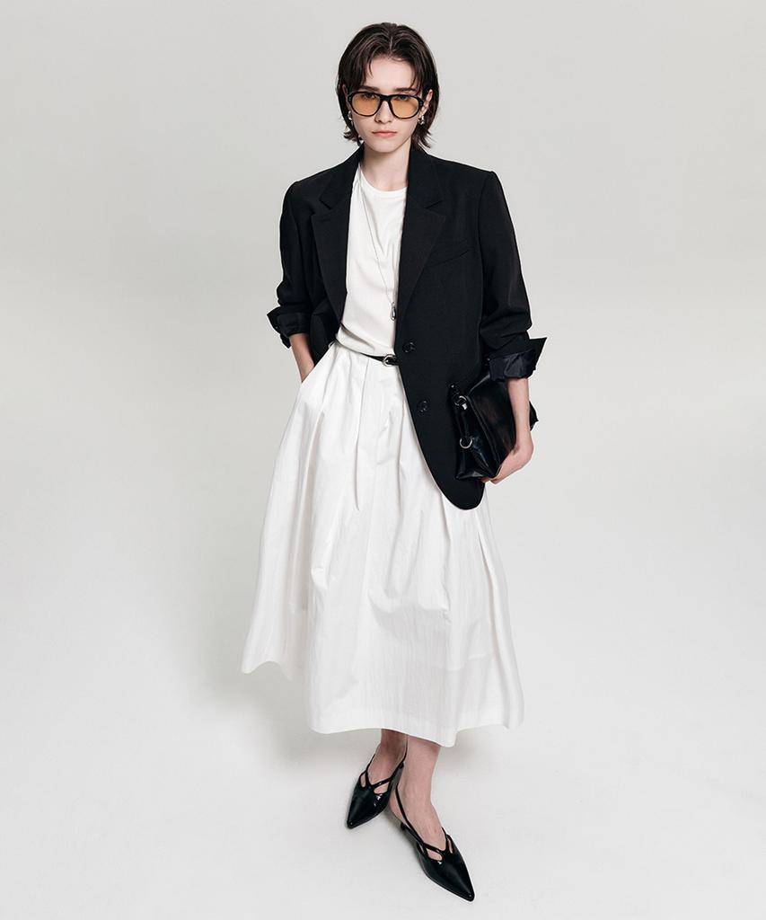Lugkaeseuteu Emily Midi Flare Skirt_White